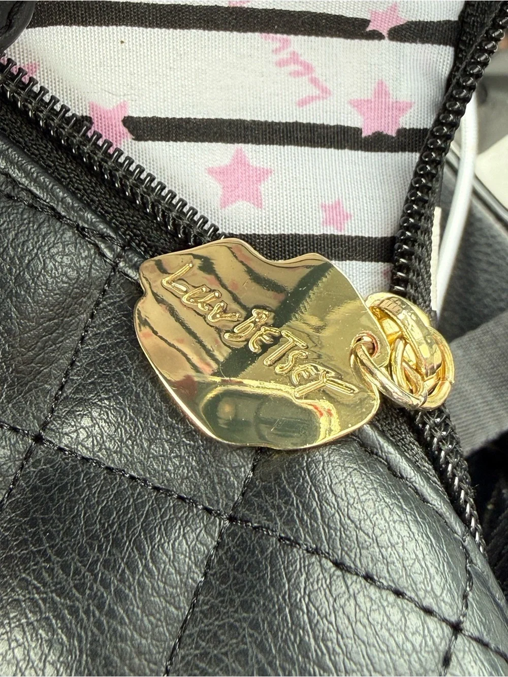 Betsey Johnson whimsical Quilted plaid cat Backpack Purse